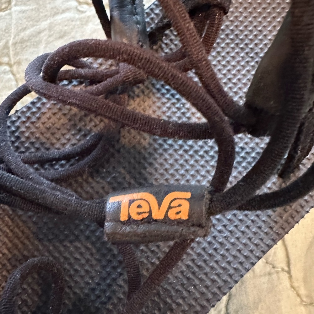 Teva Black Platform Strappy Ankle Wrap Sandal - Picture 4 of 8